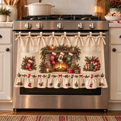 ⏳ Last Day 47% Off – 🎄 Christmas Kitchen Tie-on Skirt | Festive Holiday Designs With Pockets & Ruffled Trim ✨