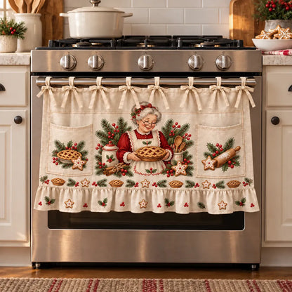 ⏳ Last Day 47% Off – 🎄 Christmas Kitchen Tie-on Skirt | Festive Holiday Designs With Pockets & Ruffled Trim ✨