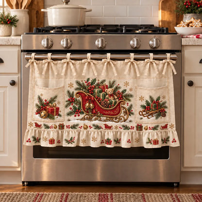 ⏳ Last Day 47% Off – 🎄 Christmas Kitchen Tie-on Skirt | Festive Holiday Designs With Pockets & Ruffled Trim ✨