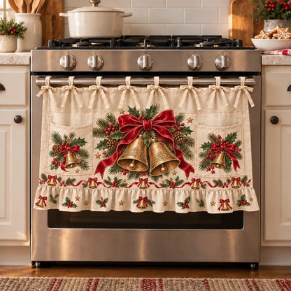 ⏳ Last Day 47% Off – 🎄 Christmas Kitchen Tie-on Skirt | Festive Holiday Designs With Pockets & Ruffled Trim ✨