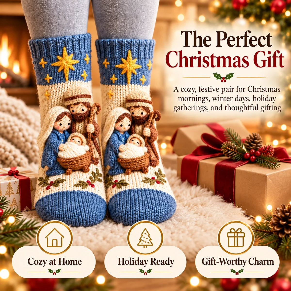 🎄3D Nativity Christmas Socks