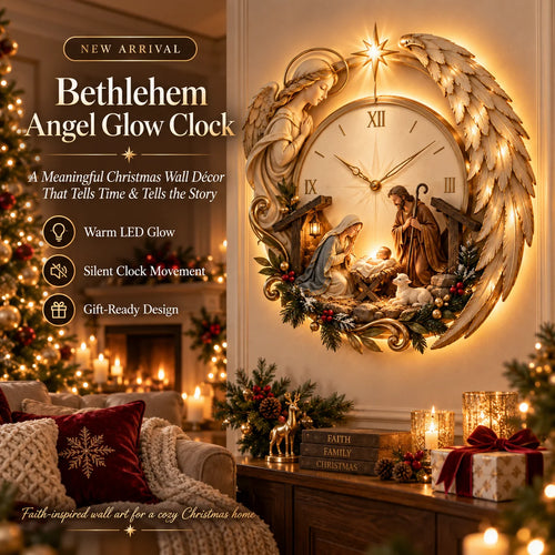 🎄⏰ LAST DAY 48% OFF ✨ Bethlehem Angel Nativity Glow Clock