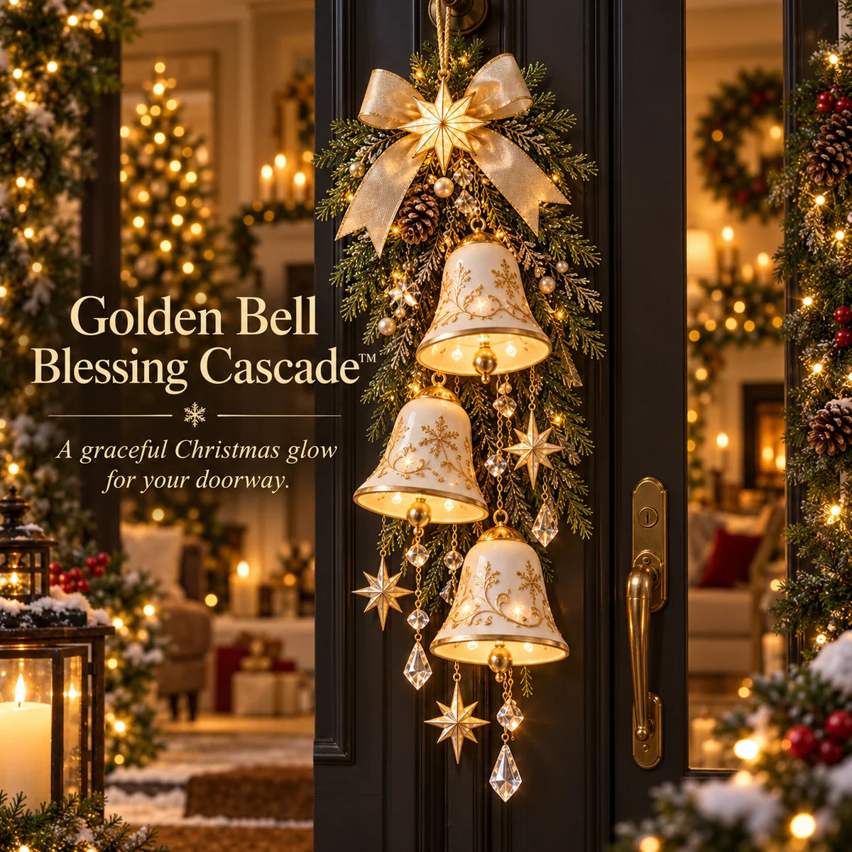 🔔✨Last Day 47% OFF✨✨ Golden Welcome – Illuminated Christmas Bell Door Decoration