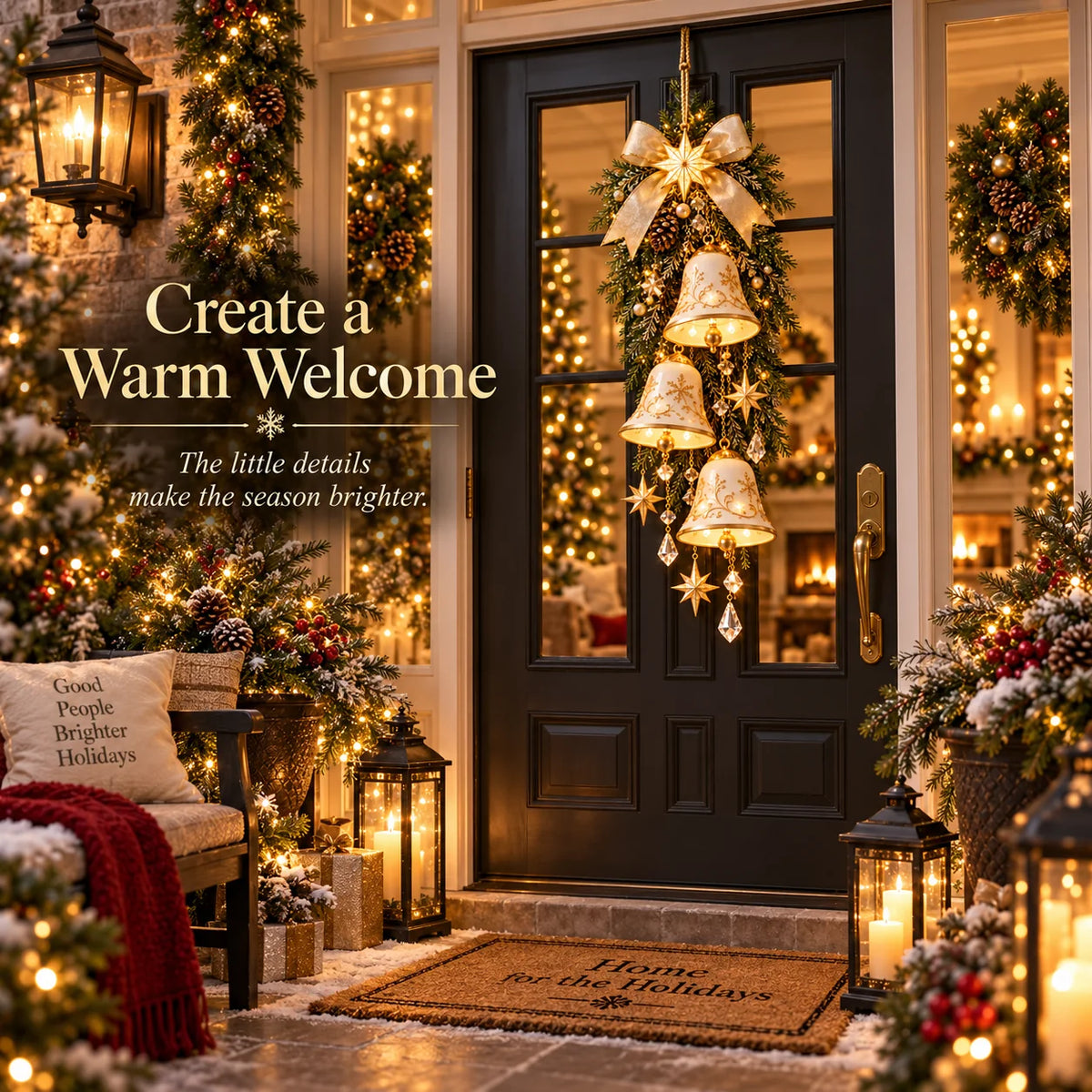🔔✨Last Day 47% OFF✨✨ Golden Welcome – Illuminated Christmas Bell Door Decoration