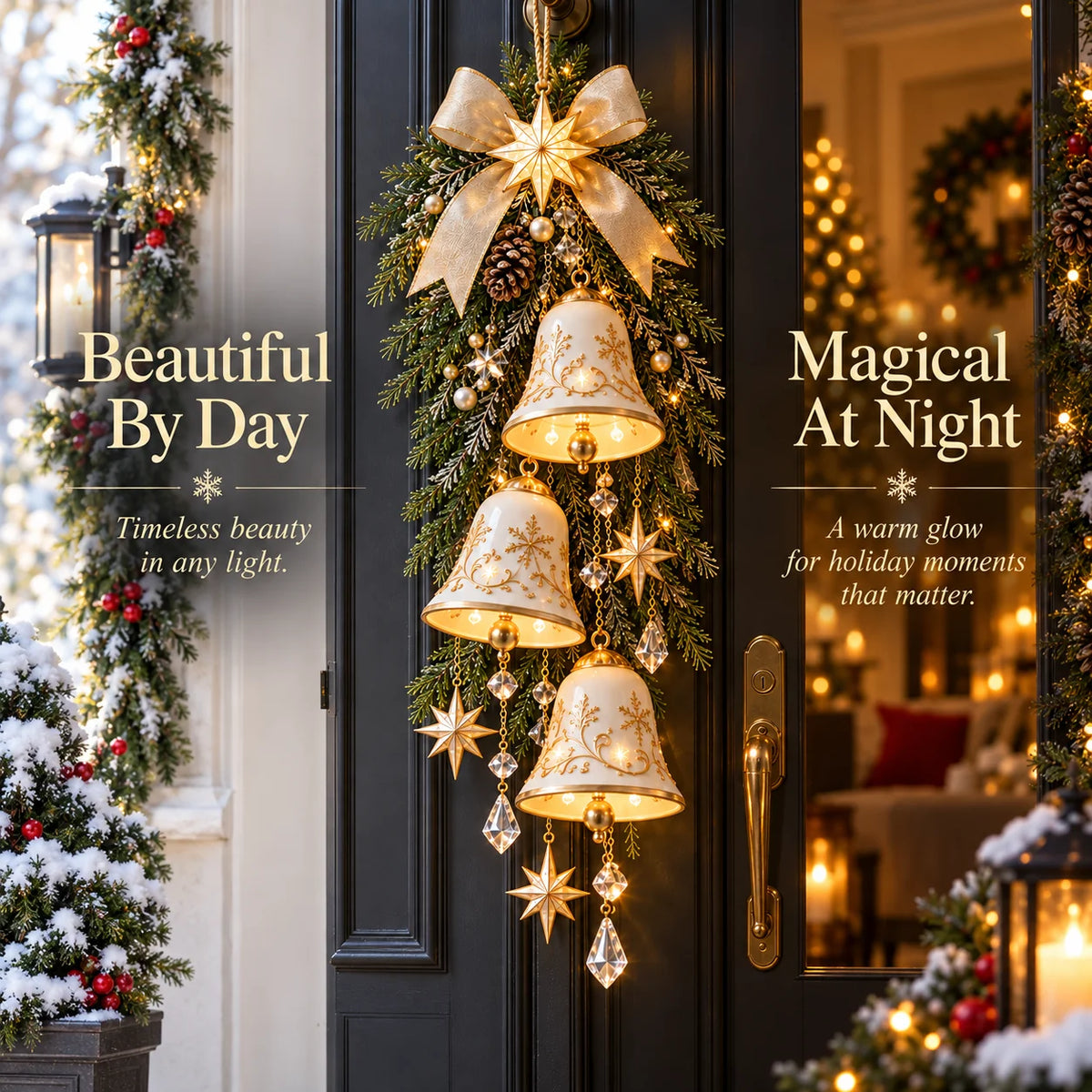 🔔✨Last Day 47% OFF✨✨ Golden Welcome – Illuminated Christmas Bell Door Decoration