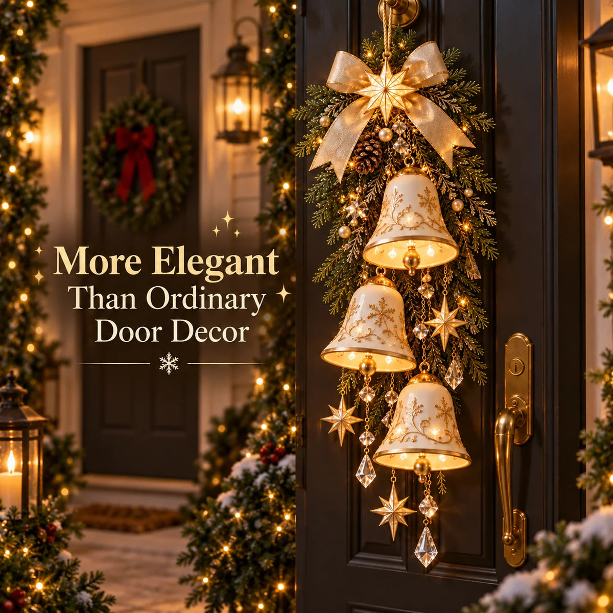 🔔✨Last Day 47% OFF✨✨ Golden Welcome – Illuminated Christmas Bell Door Decoration