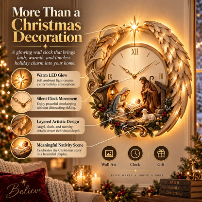 🎄⏰ LAST DAY 48% OFF ✨ Bethlehem Angel Nativity Glow Clock
