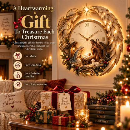 🎄⏰ LAST DAY 48% OFF ✨ Bethlehem Angel Nativity Glow Clock