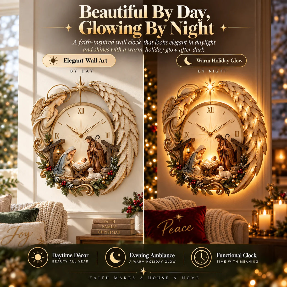 🎄⏰ LAST DAY 48% OFF ✨ Bethlehem Angel Nativity Glow Clock