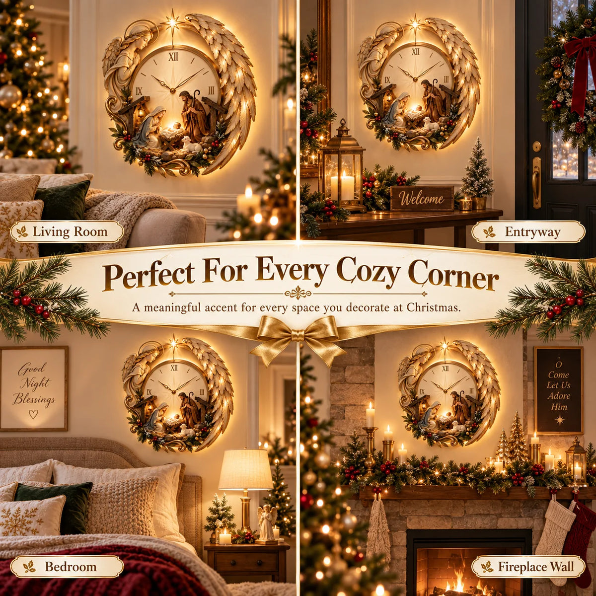 🎄⏰ LAST DAY 48% OFF ✨ Bethlehem Angel Nativity Glow Clock