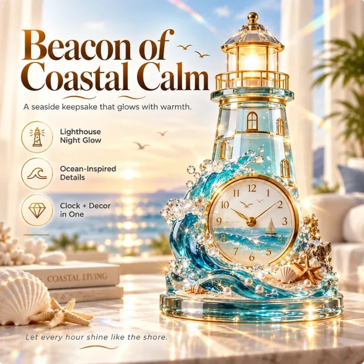 🌊 Seaside Moments – Illuminated Coastal Table Clock ✨