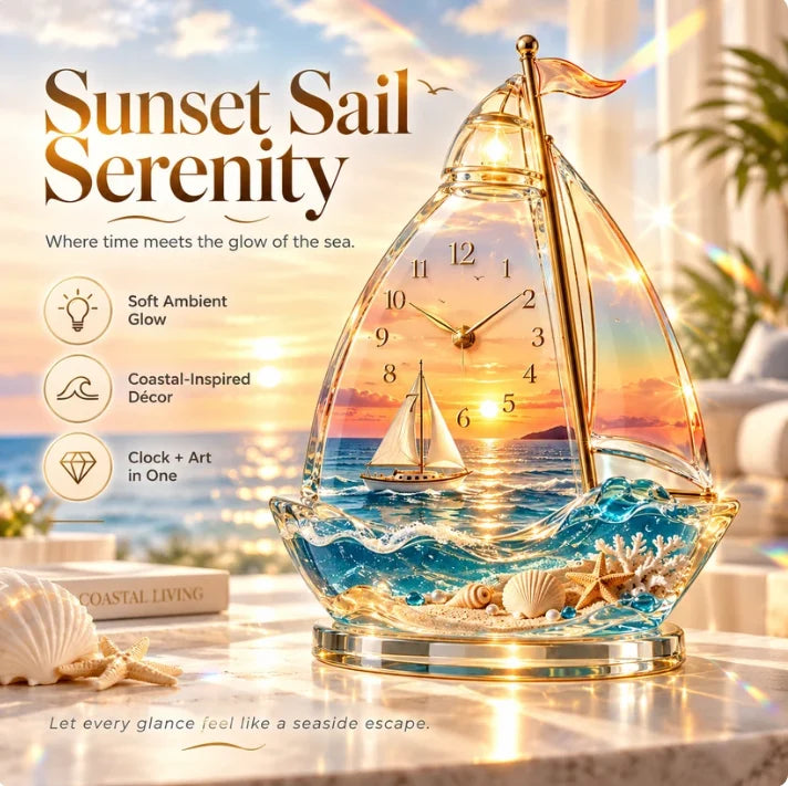 🌊 Seaside Moments – Illuminated Coastal Table Clock ✨