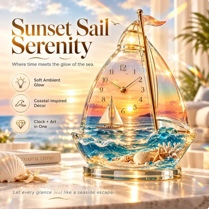 🌊 Seaside Moments – Illuminated Coastal Table Clock ✨