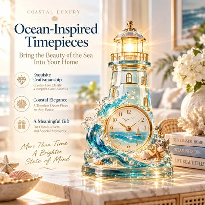 🌊 Seaside Moments – Illuminated Coastal Table Clock ✨