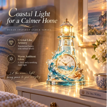 🌊 Seaside Moments – Illuminated Coastal Table Clock ✨