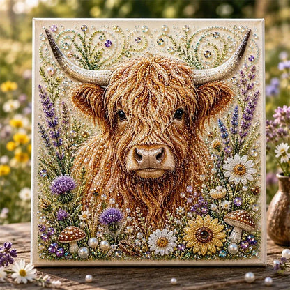 🏆 Last Day Special Price £10.99🦬✨ Highland Cow Pearl Art Diy Kit – Relaxing Diy Craft To Create Stunning Coastal Artwork