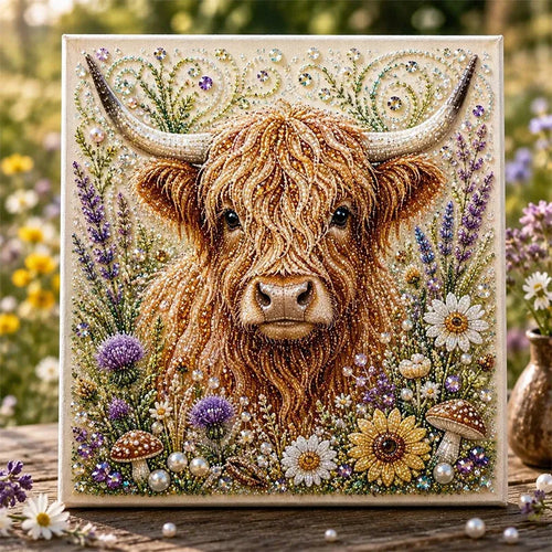 🏆 Last Day Special Price £10.99🦬✨ Highland Cow Pearl Art Diy Kit – Relaxing Diy Craft To Create Stunning Coastal Artwork