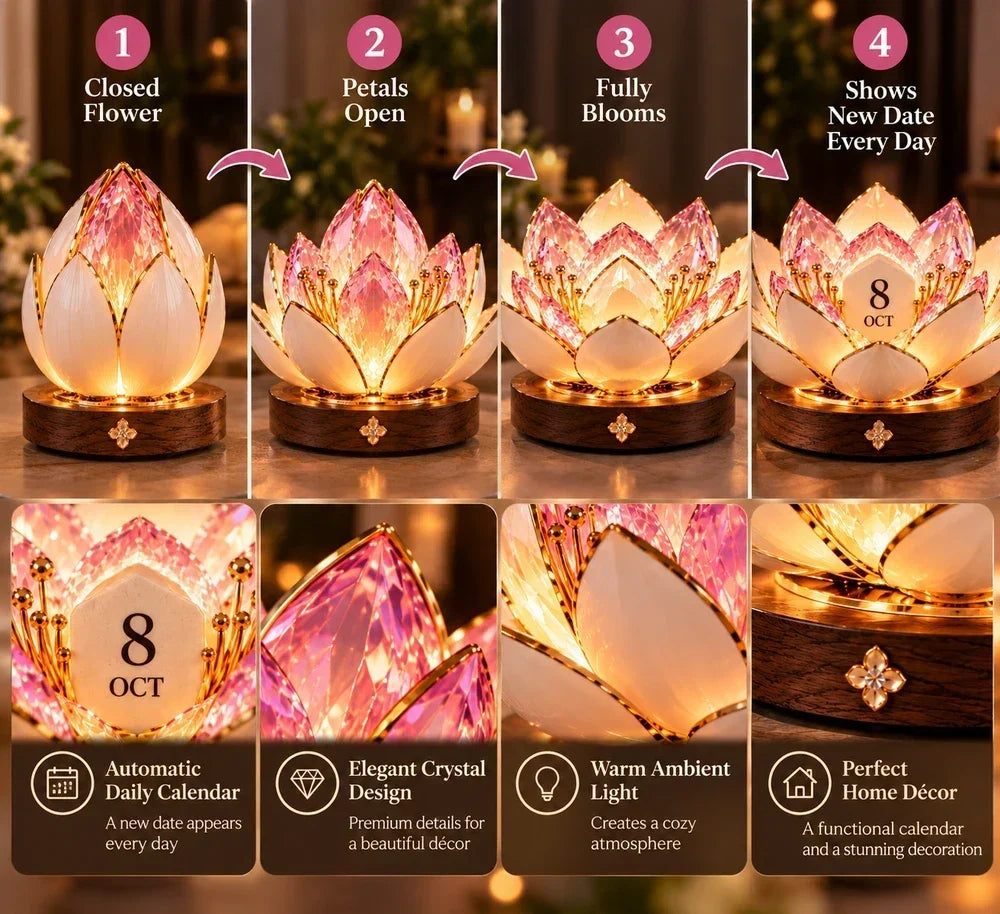⭐✨Everyday Blossom – Automatic Flower Calendar with Warm Ambient Light