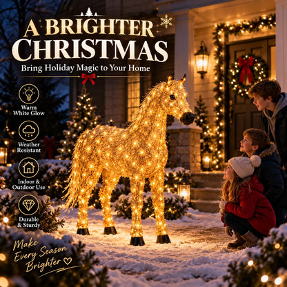 ✨🐎 Christmas Country Glow – Light-Up Horse & Foal Set with Warm White LEDs