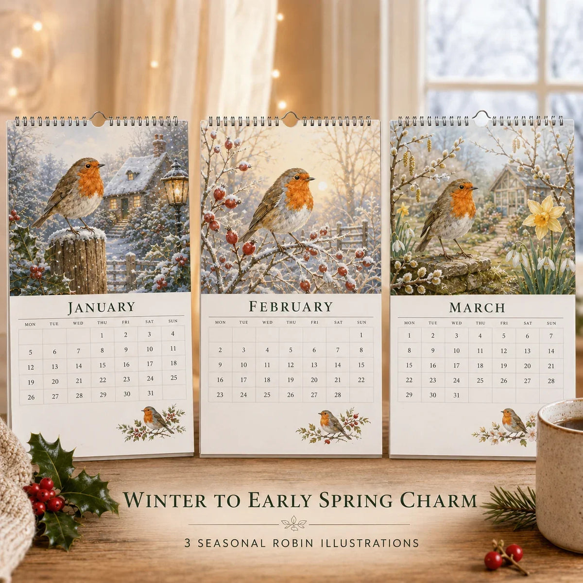 🐦A Robin’s Year – 2027 British Countryside Wall Calendar