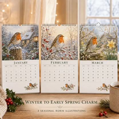 🐦A Robin’s Year – 2027 British Countryside Wall Calendar