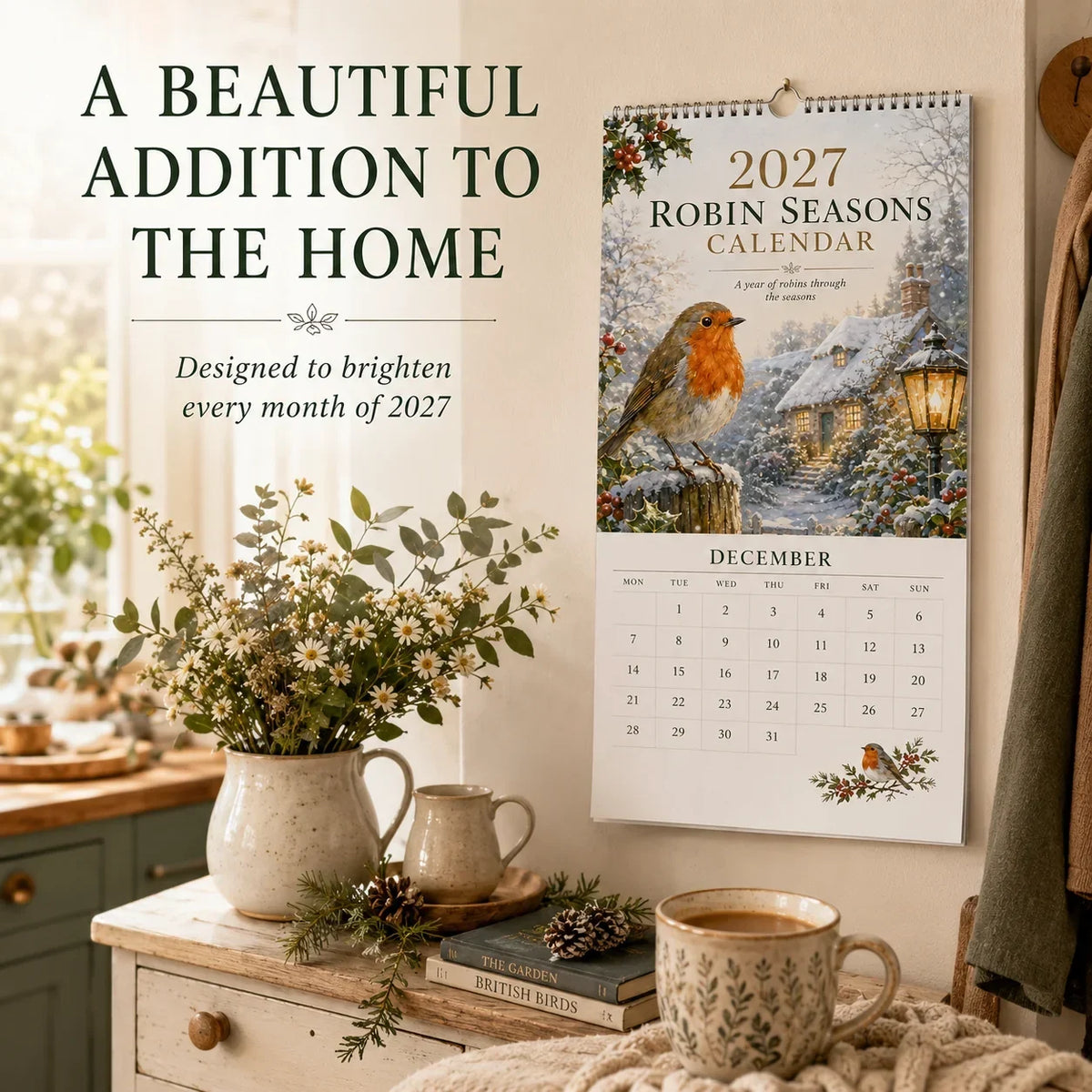 🐦A Robin’s Year – 2027 British Countryside Wall Calendar