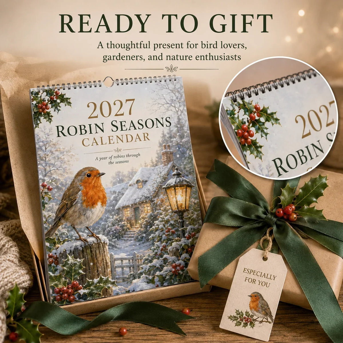 🐦A Robin’s Year – 2027 British Countryside Wall Calendar