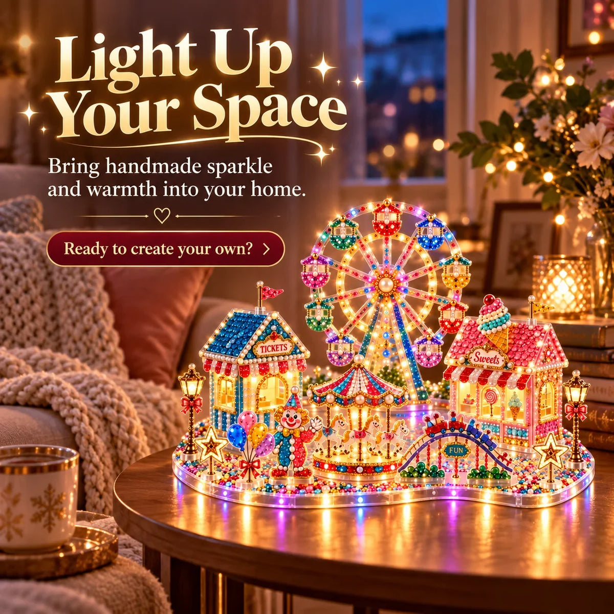 DIY Crystal Art Miniature Scene Kit with LED Lights