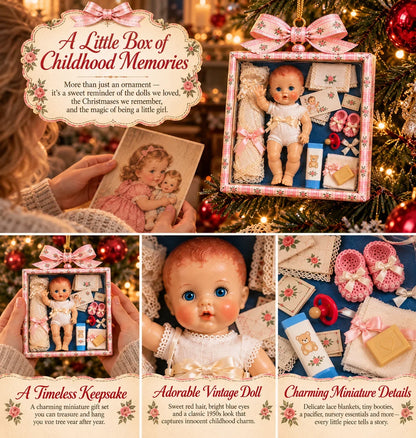 🎄🎁Vintage Baby Doll Gift Box Christmas Ornament – Nostalgic Keepsake