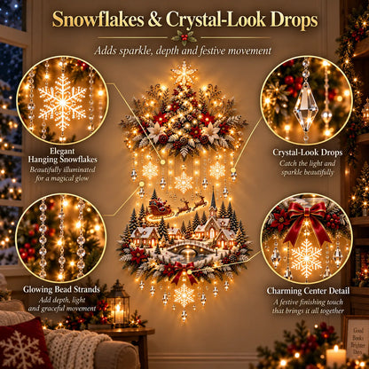 🎄🔥 Illuminated Christmas Tree & Village Wall Hanging | Cascading Warm Lights for Living Rooms, Entryways & Staircases ✨