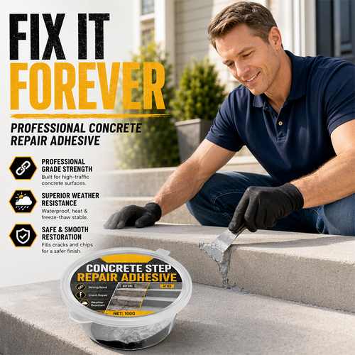 🥳2026 HOT SALE🥳💞50K+ SOLD!🔧🏠 49% OFF! Concrete Step Repair Adhesive – Permanently bonds cracked stairs & walkways. Weatherproof – resists heat, ice & rain. Walk safely again! 🛡️✨
