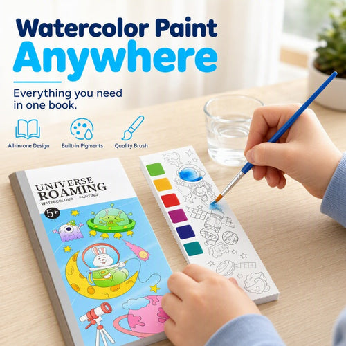 🥳2026 HOT SALE🥳💞50K+ SOLD! 🎨🖌️ Pocket Watercolor Book – built-in pigments, just add water! No messy tubes, no bulky sets. 7 themes: fairy tales, dinosaurs, ocean & more. Tear out masterpieces to share – perfect for car trips & quiet afternoons! 🌟👶
